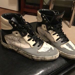 Balenciaga white/silver/black high top sneakers 39